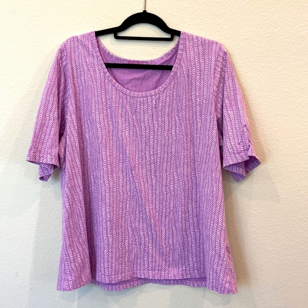 FRESH PRODUCE 2X LAVENDER COTTON KNIT TOP
